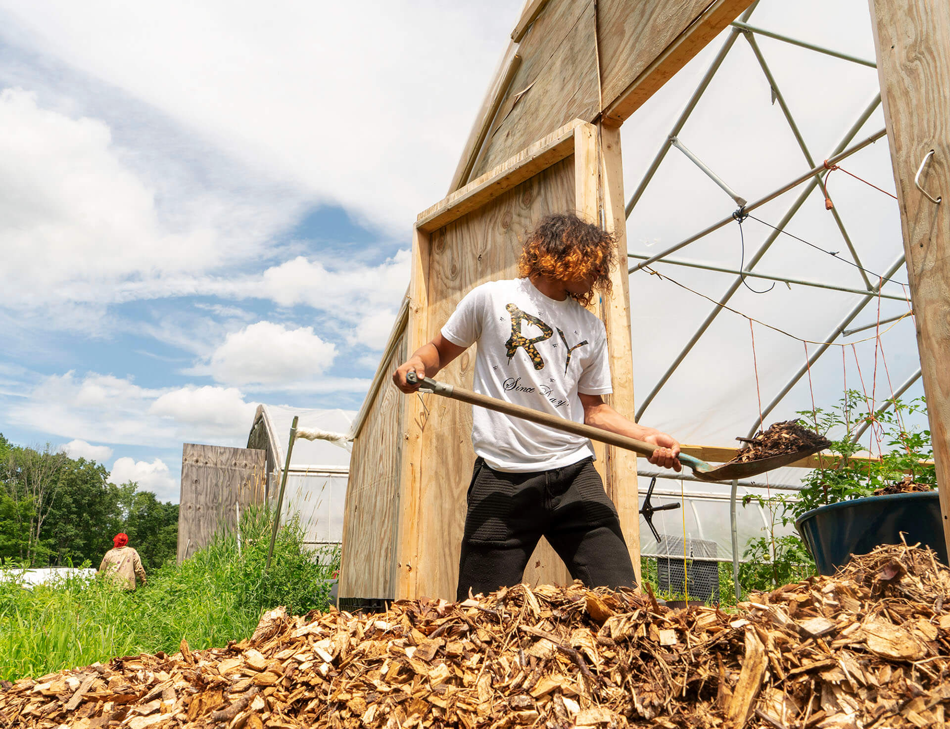 New American working on the farm